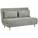 HOMCOM Sofá-cama, cama para hóspedes, encosto ajustável em 3 posições, aparência de linho, até 120 kg, 141 x 90 x 81 cm, Cinza