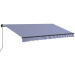 Outsunny Toldo solar para terraço, com manivela, resistente às intempéries, 400 cm x 300 cm, Azul + Branco