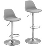 HOMCOM Conjunto de 2 Bancos de Bar, Cadeiras de Bar giratórias com Encosto, reguláveis em altura, até 120 kg de carga, 42 x 41 x 82-104 cm, Cinza