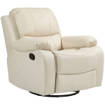 HOMCOM Poltrona relax, encosto e apoio para os pés ajustáveis, giratória, até 150 kg, estrutura de aço, 93x100x98cm, creme branco