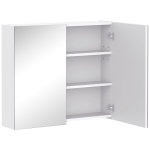 HOMCOM Bathroom Mirror Cabinet, 3-Tier Wall Mount Bathroom Storage Cabinet with Soft-Close Hinges and Adjustable Shelf, Double Door Cupboard, 70 x 15 x 60 cm, White