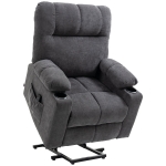 HOMCOM Poltrona para seniores com auxílio para levantar, função de reclinação, incl. controlo remoto, 144 cm x 91 cm x 88 cm, cinzento escuro