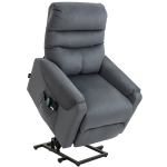 HOMCOM Poltrona de TV com Função de Elevação Elétrica, Poltrona de Massagem com Função de Deitar e Aquecimento, Poltrona Relax Ajustável com Controle Remoto e Bolso Lateral, Tecido de Poliéster Cinza Escuro