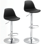 HOMCOM Conjunto de 2 banquetas, cadeiras de bar giratórias com encosto, ajustáveis em altura, suportam até 120 kg, 42 x 41 x 82-104 cm, Preto