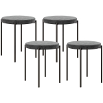 HOMCOM Banquetas de cozinha 4 unidades, empilháveis, efeito veludo, até 100 kg, estrutura em aço, 41,5 x 41,5 x 46 cm, Cinza Escuro