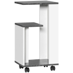 HOMCOM Mesa de cabeceira, com 4 rodízios, 3 prateleiras, 35 x 29,5 x 65,5 cm, Cinza/Branco