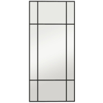 HOMCOM Miroir mural verrière rectangulaire style fenêtre, horizontal ou vertical avec 4 crochets, en métal noir - 110x50 cm