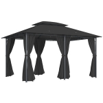 Outsunny 3 x 4m Steel Gazebo, with Curtains - Black