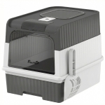 PawHut Enclosed Cat Litter Box with Lid, Pull-Out Drawer Tray, Scoop, 4 Deodorisation Bags, Front Entry & Top Exit, Grey
