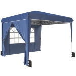 Outsunny Pavillon 3 x3 m Wasserdicht höhenverstellbar Pop-up Faltpavillon mit 2 Seitenteilen, UV 50+ Faltbar Dunkelblau