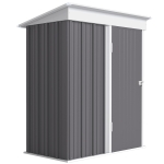 Outsunny Tuinschuur, buiten-gereedschapsschuur van golfstaal, wandontwerp, verstelbare planken, afsluitbare deur, grijs
