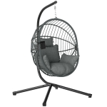 Outsunny Outdoor Hängesessel Hängesessel, inkl. Polster, Egg-Chair, 120 cm x 106 cm x 188 cm,  Grau
