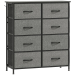 HOMCOM Kommode 8 Stoff-Schubladen, Aufbewahrungsmöbel mit 4 Taschen, 2 Haken, Stahlgestell, 86 x 30 x 94,5 cm, grau