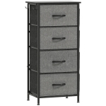 HOMCOM Kommode 4 Schubladen aus Stoff, Aufbewahrungsmöbel mit 4 Taschen, 2 Haken, Stahlgestell, 45 x 30 x 94,5 cm, grau