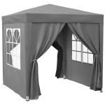 Outsunny Tenda Dobrável 2x2m com 4 Paredes Laterais Tecido Oxford 2 Janelas e Saco de Transporte Anti-UV Impermeável Cinzento