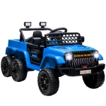 AIYAPLAY Carro elétrico infantil 12 V, com reboque, luzes LED, música e buzina, para crianças de 3-8 anos, Azul claro