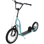 HOMCOM Patinete Infantil com guidão ajustável, rodas grandes e travão de mão, patinete urbano com rodas de 40,64 cm para meninos e meninas a partir de 5 anos Metal Azul