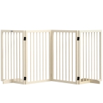 PawHut Barreira de segurança modular dobrável para animais de estimação com pé de apoio, madeira maciça, 206 x 35,5 x 76 cm