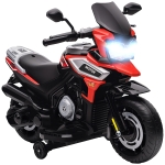 AIYAPLAY Motocicleta elétrica para crianças de 18-36 meses, Veículo para sentar, Rodinhas de apoio, Luzes, Música, Plástico, Aço, Vermelho