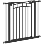 PawHut Barreira de segurança para cães barreira de escada extensível dupla trava 74-80 x 76 cm preto
