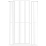 PawHut Barreira para Cães Extra Alta com Largura Ajustável 77-104 cm Barreira de Segurança para Cães e Gatos com 2 Extensões  Branco