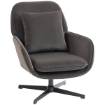 HOMCOM Fauteuil salon, fauteuil d'appoint rembourré en velours avec large assise, coussin et structure en métal, gris foncé