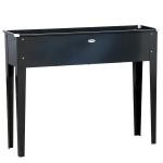 Outsunny Jardineira elevada quadrada horta com orifício de drenagem aço galvanizado 100 x 30 x 80 cm preto