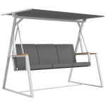 Outsunny Balanço de jardim 3 lugares com toldo inclinação ajustável colchão fornecido dim. 205L x 130l x 175H cm cinza escuro