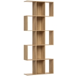 HOMCOM Bibliothèque à 5 niveaux, étagère de rangement en forme S avec 15 compartiments ouverts, 80 x 24 x 200 cm, chêne