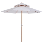 Outsunny Guarda-sol reto Guarda-sol de jardim redondo em Madeira 2 Cobertura Poliéster 180 g/m² dia. 2,7 x 2,6H m branco