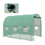 Outsunny Estufa Túnel de Jardim 6 m² com sistema de irrigação integrado, 3L x 2l m 6 janelas Porta enrolável Verde