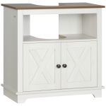 kleankin Mueble para Debajo del Lavabo de Madera Armario de Baño de Suelo Mueble Bajo Lavabo Pie con 2 Puertas 60x30x60 cm Blanco
