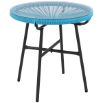 Outsunny Mesa de centro redonda de jardim em resina efeito rattan metal e tampo vidro temperado Ø 50 x 50H cm