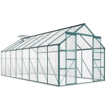 Outsunny Sera din aluminiu kit sera de gradina walk-in din policarbonat cu ventilatie 244 x 500 x 216cm, Transparenta