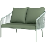 Outsunny Sofá de jardim 2 lugares em resina trançada com almofadas sofá exterior apoios de braço estrutura em aço 112x72x76cm verde