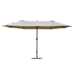 Outsunny Guarda-sol de jardim XXL com base em cruz guarda-sol grande tamanho 4,6L x 2,7l x 2,4H cm abertura fecho manivela aço poliéster alta densidade café