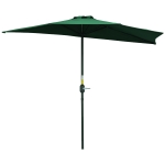 Outsunny Meio guarda-sol guarda-sol de varanda 5 suportes metal respiradouro incluído 2,93 x 1,5 x 2,49 m poliéster alta densidade verde