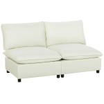 HOMCOM Canapé 2 places modulable, canapé de salon moderne 146 cm sans accoudoirs avec assise large, coussins épais, crème
