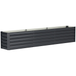 Outsunny Canteiro elevado em aço galvanizado com barras de suporte e placas de canto fundo aberto 240 x 40 x 45 cm cinza escuro