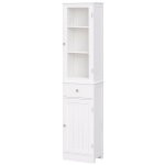 kleankin Armario de Baño Alto, Armario de Almacenaje Delgado, con Estantes Ajustables, Cajón, para Espacios Pequeños, Moderno, 40x27x171,5 cm, Blanco