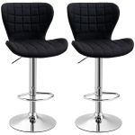 HOMCOM Lote de 2 Bancos de Bar Design Contemporâneo Assento regulável 59-81 cm giratório 360° Linho Preto