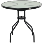 Outsunny Table Ronde Bistro de Jardin Ø 80 x 72H cm Espace Installation Parasol Acier époxy Noir Plateau Verre trempé