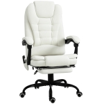 Vinsetto Fauteuil de Bureau Massant 7 Points, Chaise de Bureau Ergonomique avec Repose-pieds Rétractable, Dossier Inclinable 155°, Hauteur Réglable, Pivotant à 360°, télécommande Filaire, Blanc