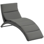 Outsunny Folding Sun Lounger, PE Rattan Garden Lounger Chair with Soft Padded Cushion, Ergonomic Curved Design Sun Bed for Balcony, Garden, Grey