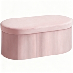 HOMCOM Puff de Arrumação Banco de Arrumação Dobrável 72 L 76x38x35 cm Estofado em Veludo Baú de Armazenamento Rosa