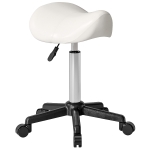 HOMCOM Banqueta com rodízios, cadeira de trabalho com altura ajustável 45-57 cm e sela ergonómica, 48x47x45-57cm, branco
