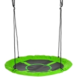 Outsunny Balanço ninho de pássaro Balanço Redondo Cesto Ø 110 cm 4 Argolas Incluídas metal epóxi Oxford Alta densidade Verde