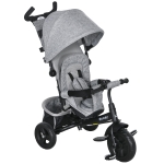 HOMCOM Kinderdriewieler, Fiets, Achtermand, Bekerhouder, Zonnedak, Metaal, Grijs