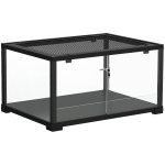 PawHut Reptilenterrarium, 86 liter vivarium met schuifdeur, afsluitbaar, voor hagedissen, insecten, spinnen, gekko's, 60 x 45 x 32 cm, zwart