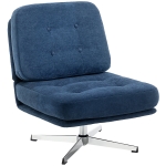 HOMCOM Sedia da Salotto Girevole in Tessuto Effetto Ciniglia e Metallo, 70x87x84 cm, Blu Scuro